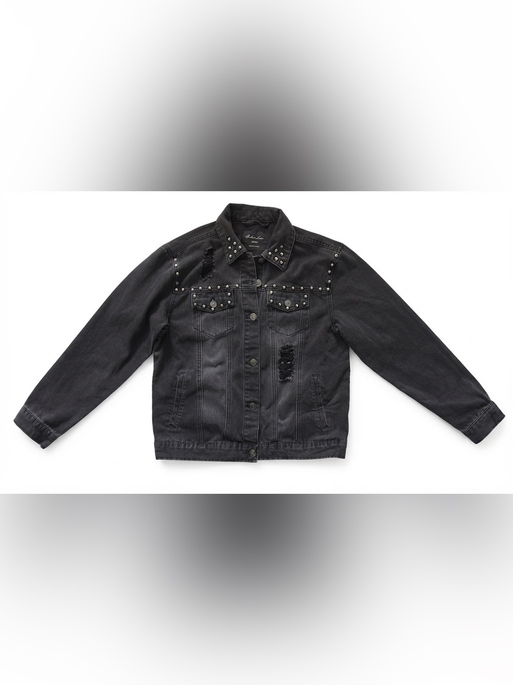 Endless Love Black Studded Distressed Denim Jacket Grunge Moto M